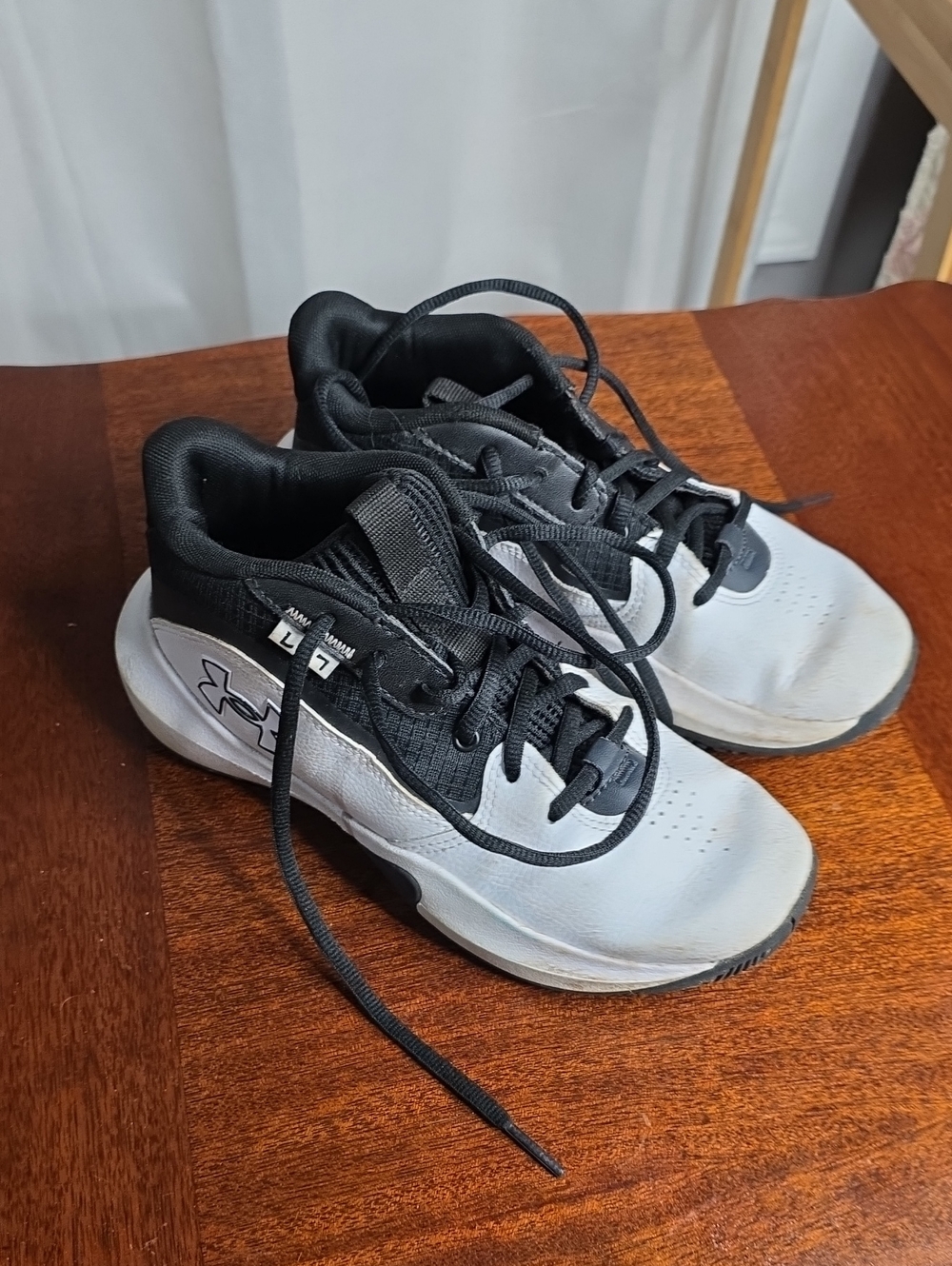 Under Armour Kids Black and White Lace-Up Athletic Sneakers